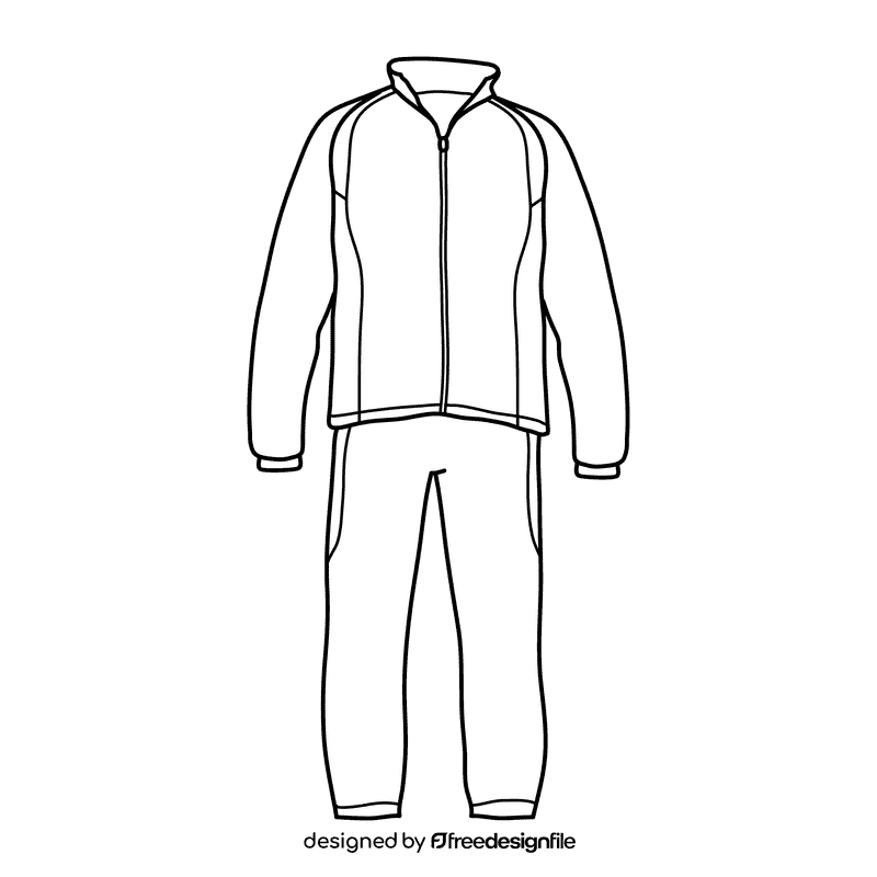 Blue tracksuit black and white clipart