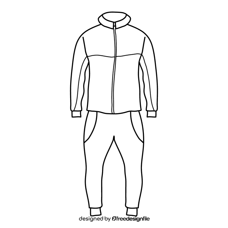 Red tracksuit black and white clipart