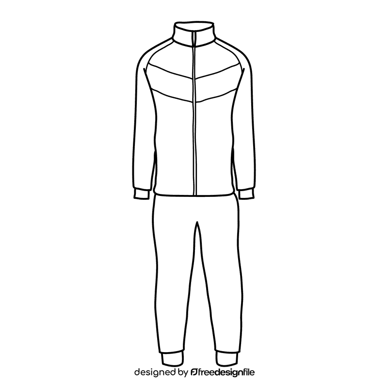 Teal and black tracksuit black and white clipart