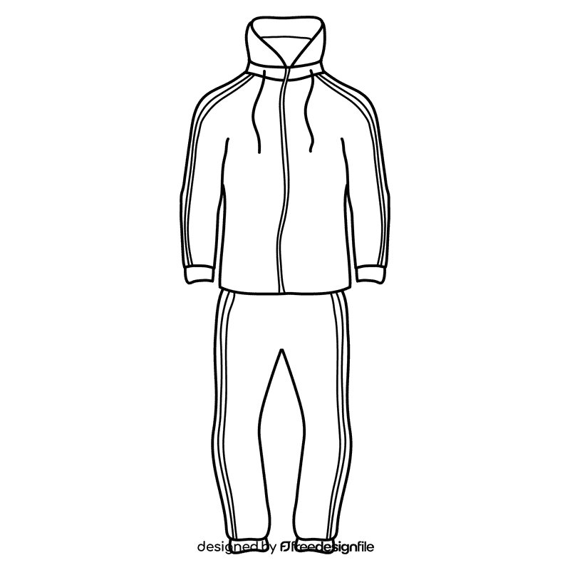 White tracksuit black and white clipart
