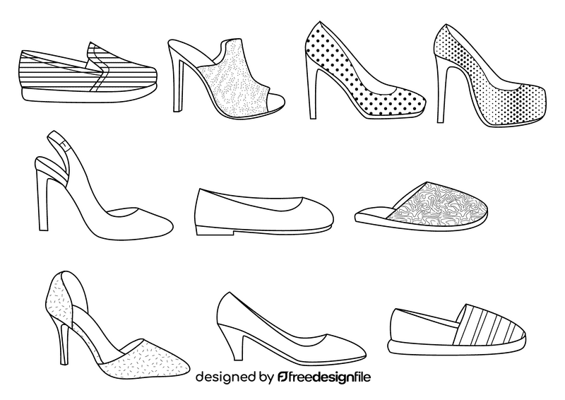 Shoes black and white vector