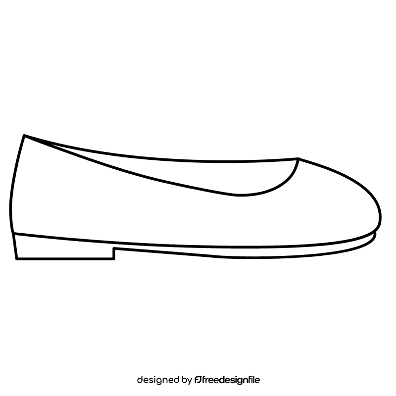 Flat shoe black and white clipart