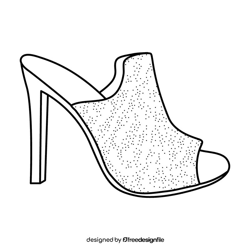 Peep toe mule shoes black and white clipart