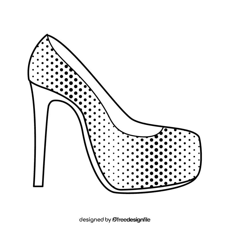 Platform heel shoe black and white clipart