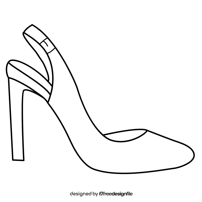Sling back shoe black and white clipart