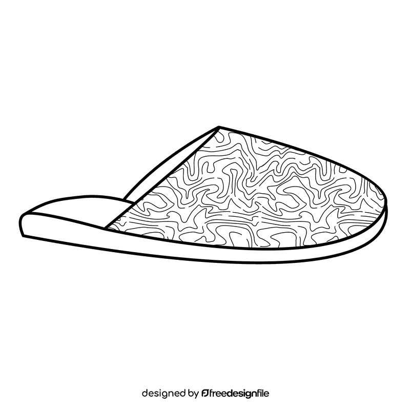 Slipper shoe black and white clipart