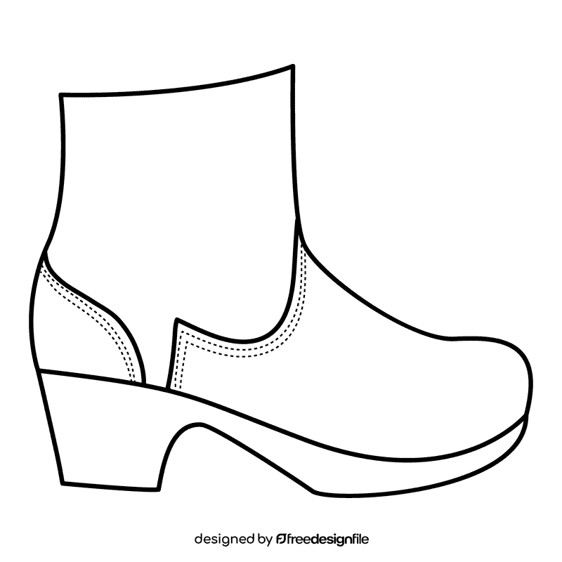 Clog boots black and white clipart