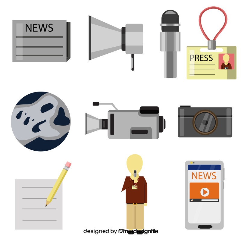 Journalist icons set vector