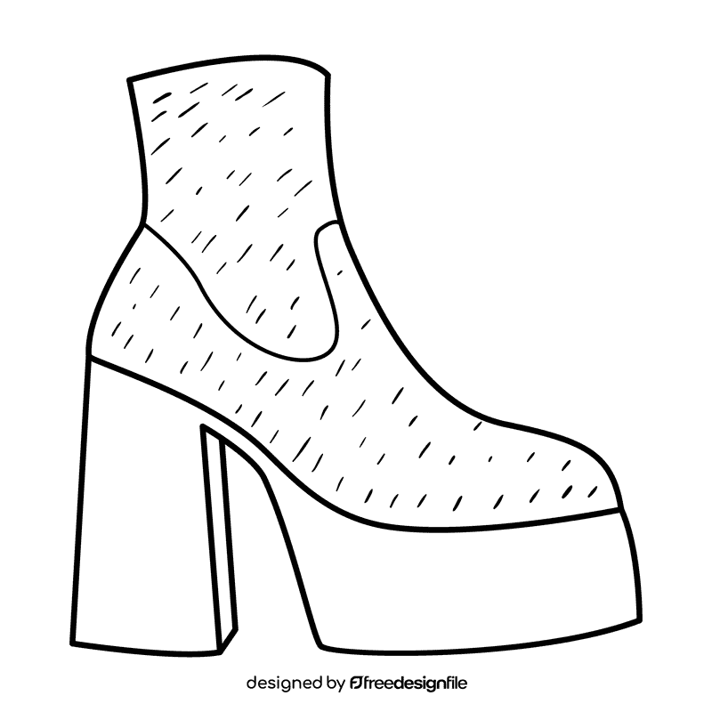 Platform boots black and white clipart