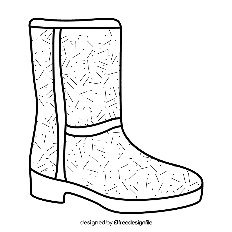 Shearling boots black and white clipart