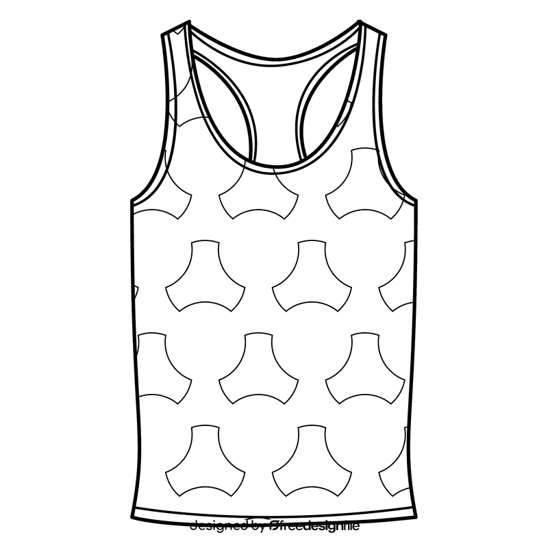 Athletic tank top black and white clipart