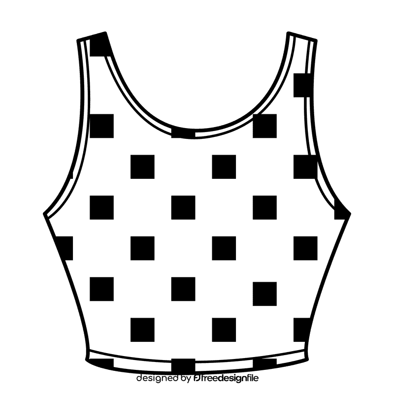 Crop tank top black and white clipart