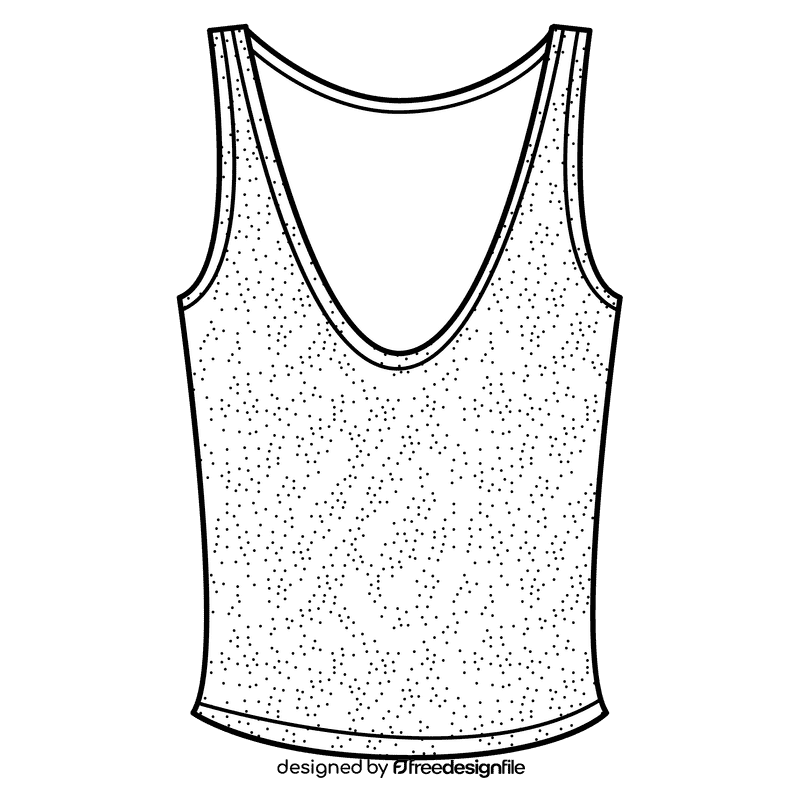 V neck tank top black and white clipart