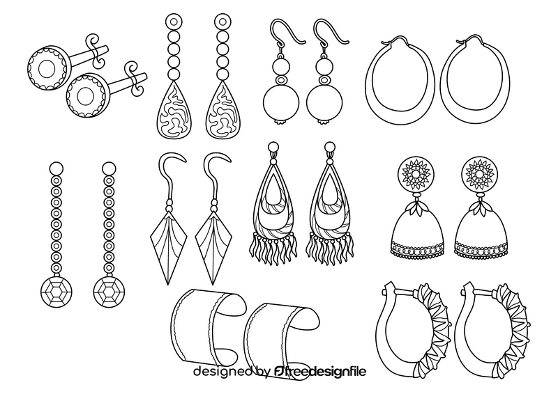 Earrings black and white vector