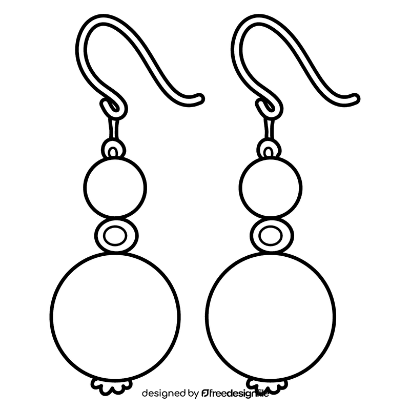 Dangle earring black and white clipart