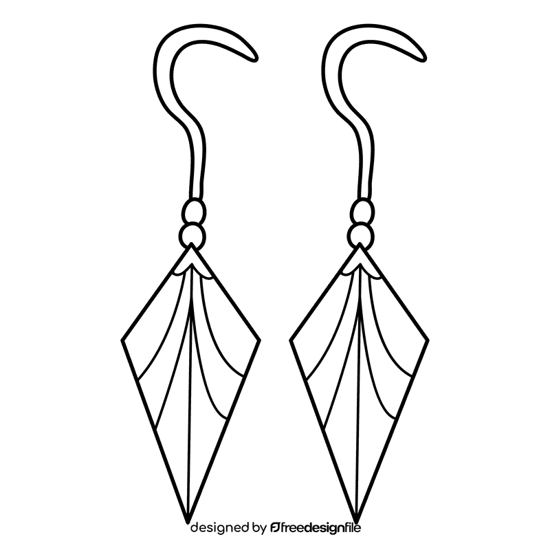 Hook earring black and white clipart