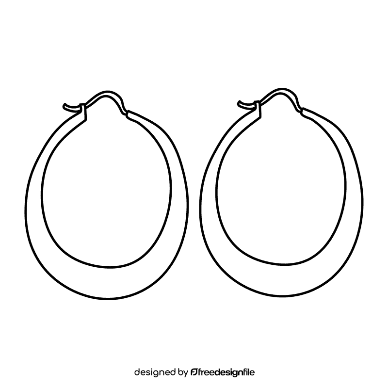 Hoop earring black and white clipart