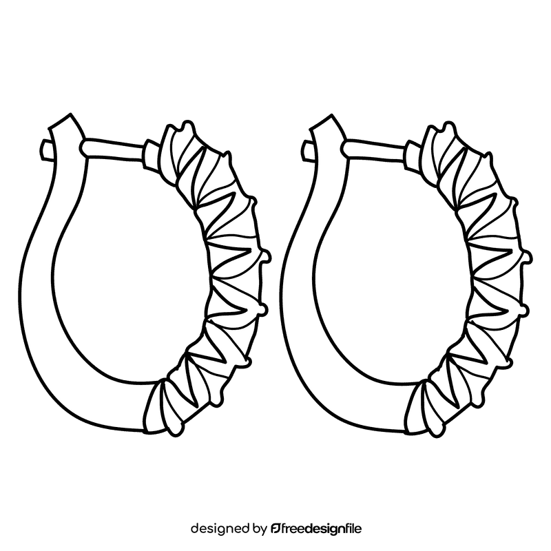 Huggie earring black and white clipart