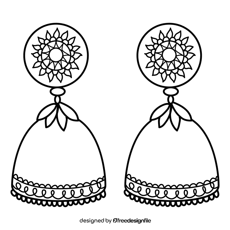 Jhumka earring black and white clipart