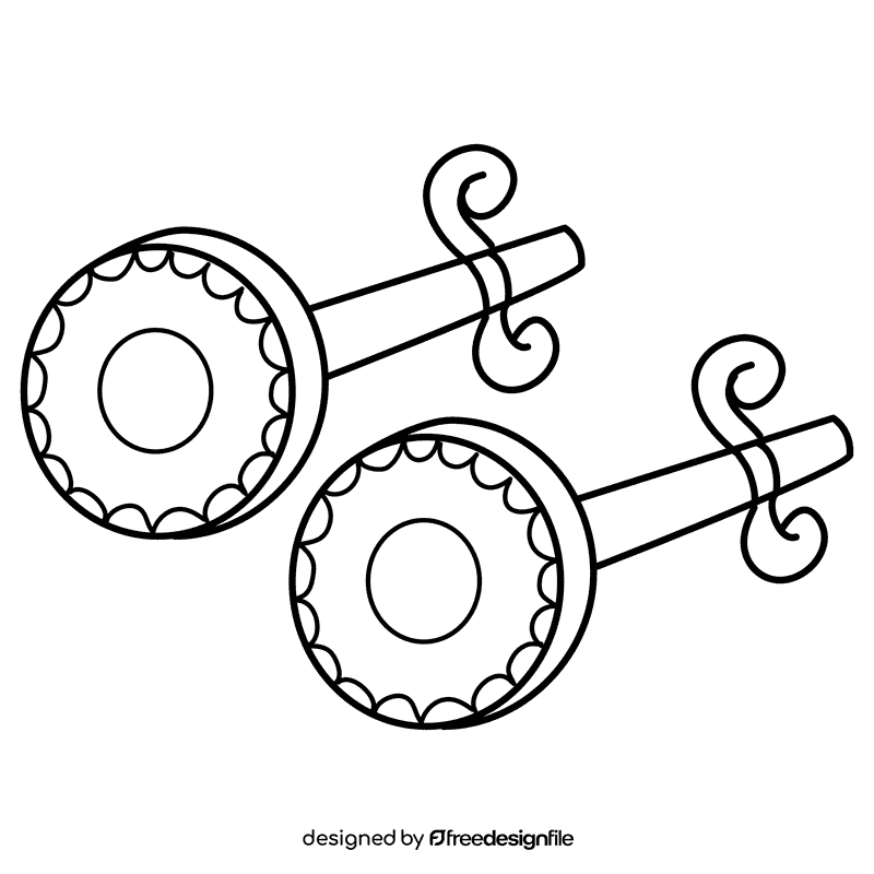 Stud earring black and white clipart
