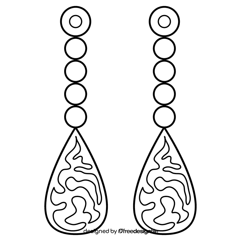 Tear drop earring black and white clipart