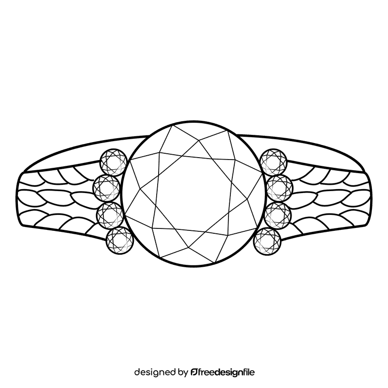 Birthstone ring black and white clipart