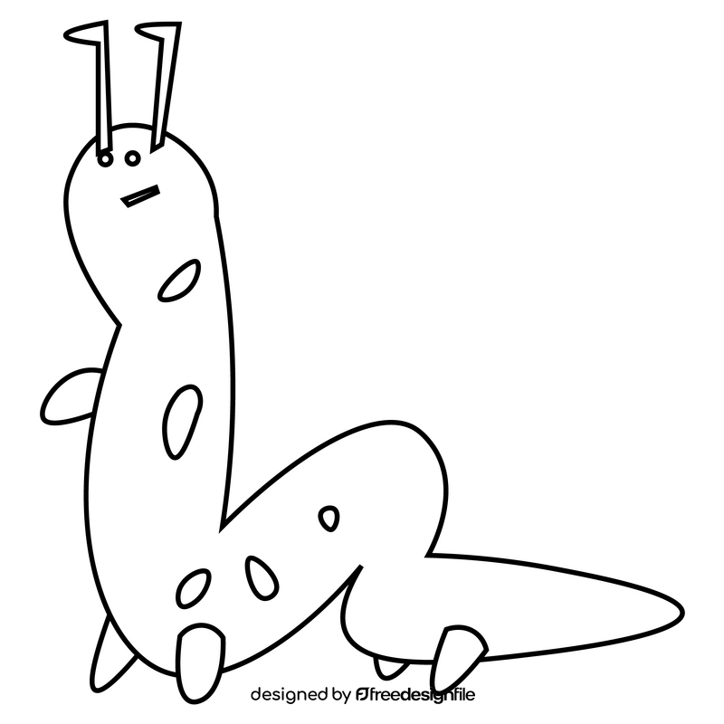 Cartoon caterpillar standing black and white clipart vector free download