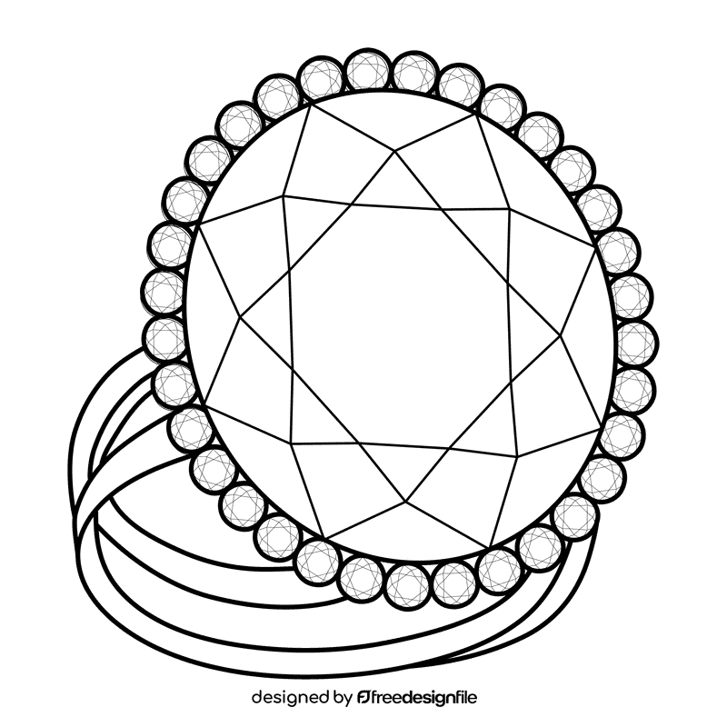 Cocktail ring black and white clipart