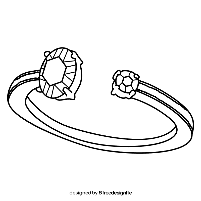 Disconnected ring black and white clipart