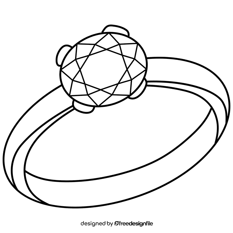 Engagement ring black and white clipart