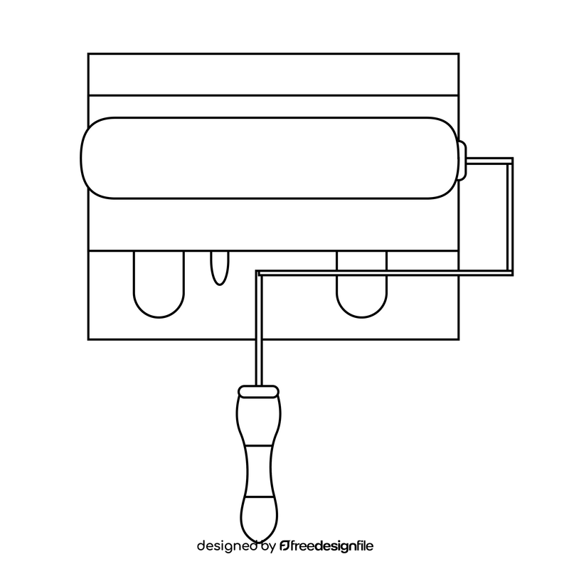 Paint roller drawing black and white clipart
