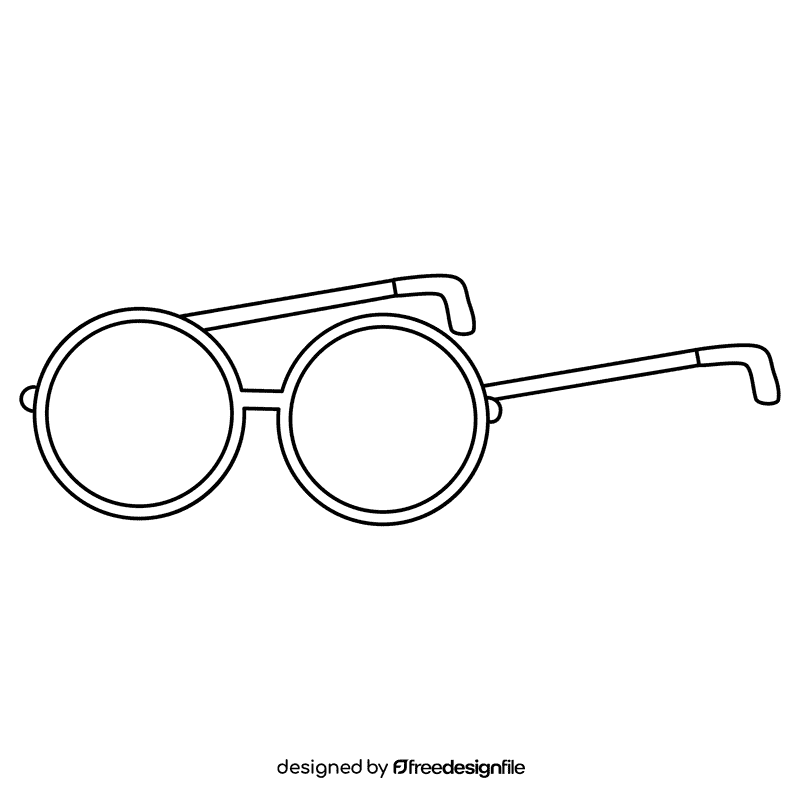 Round sunglass black and white clipart