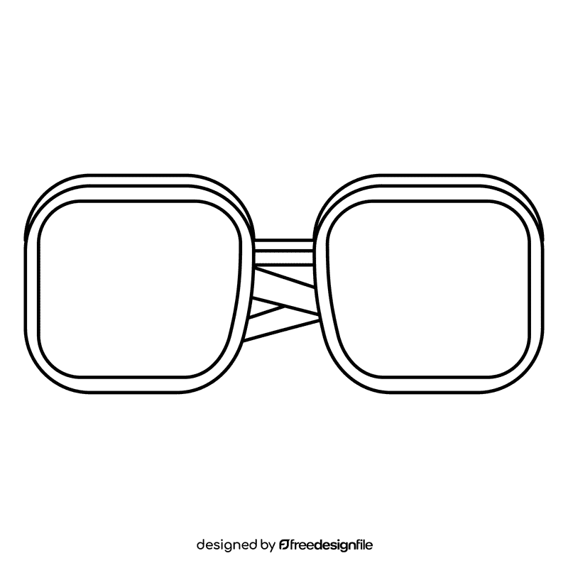Square sunglass black and white clipart