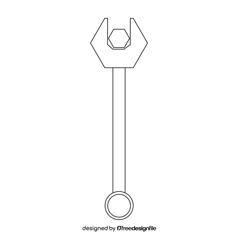 Wrench drawing black and white clipart