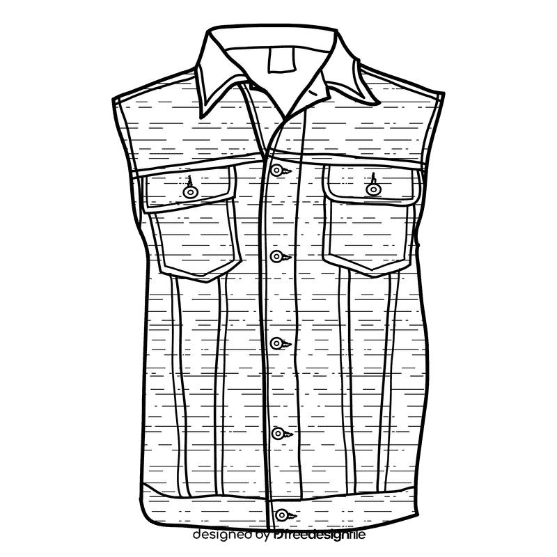 Denim vest black and white clipart