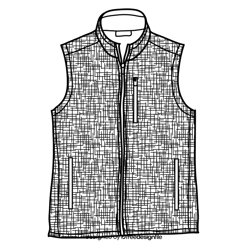 Fleece vest black and white clipart