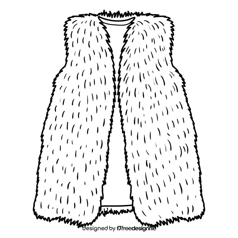 Fur vest black and white clipart