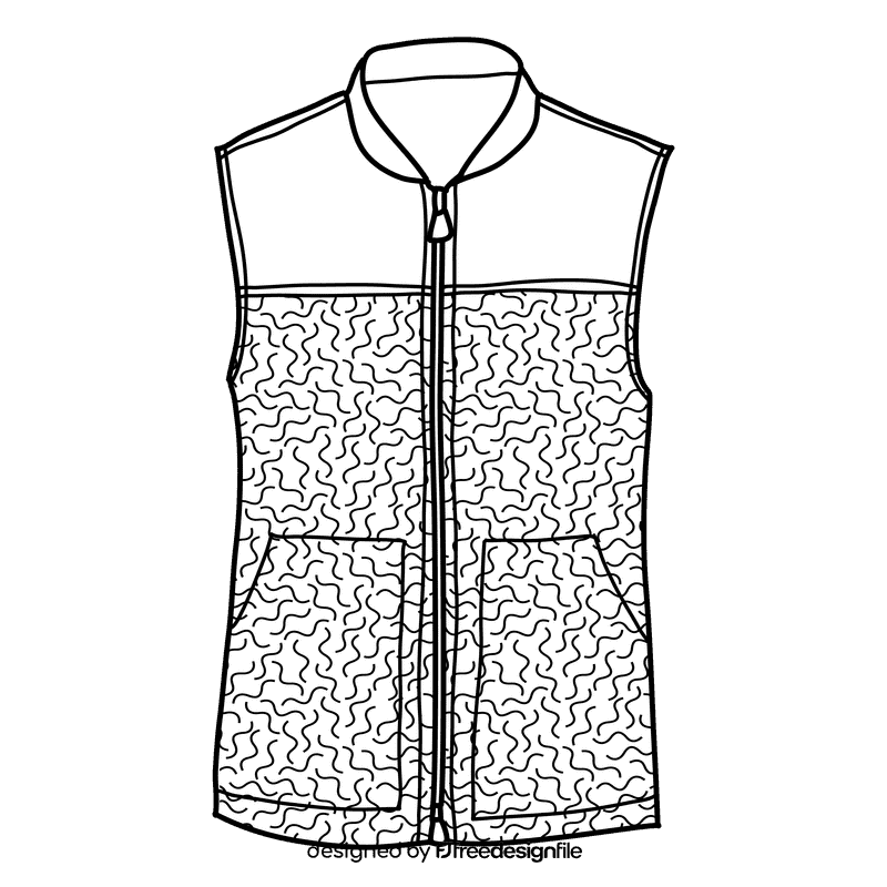 Gilet vest black and white clipart