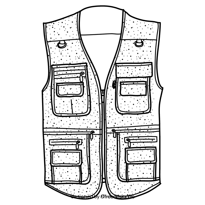 Travel vest black and white clipart