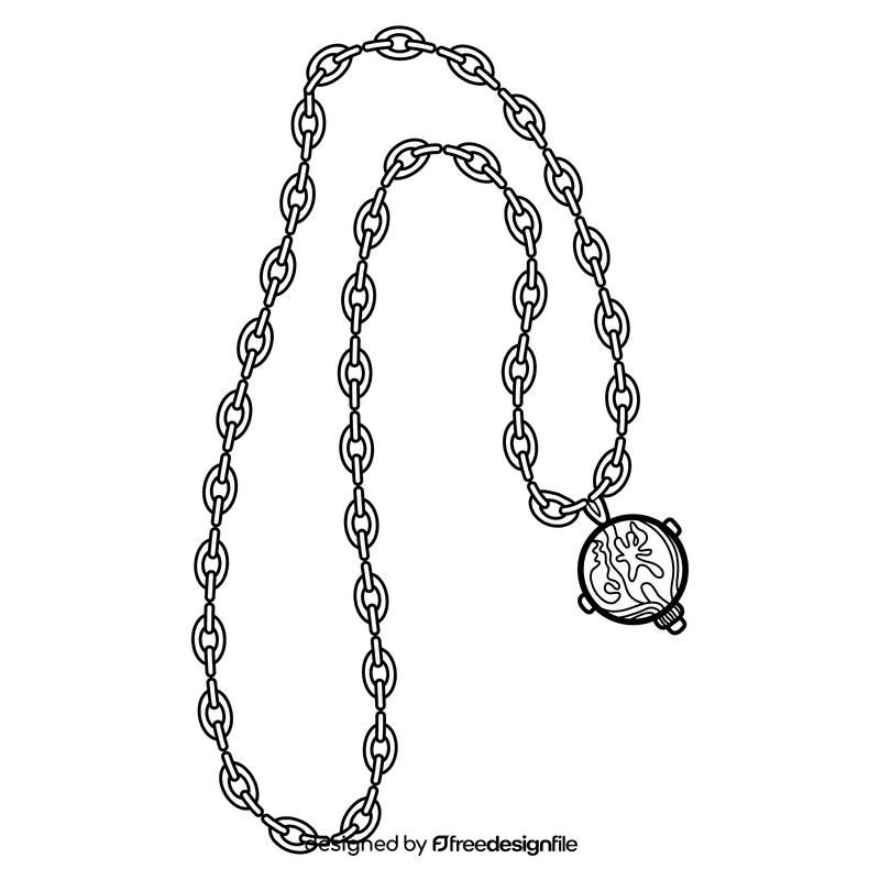 Locket necklace black and white clipart