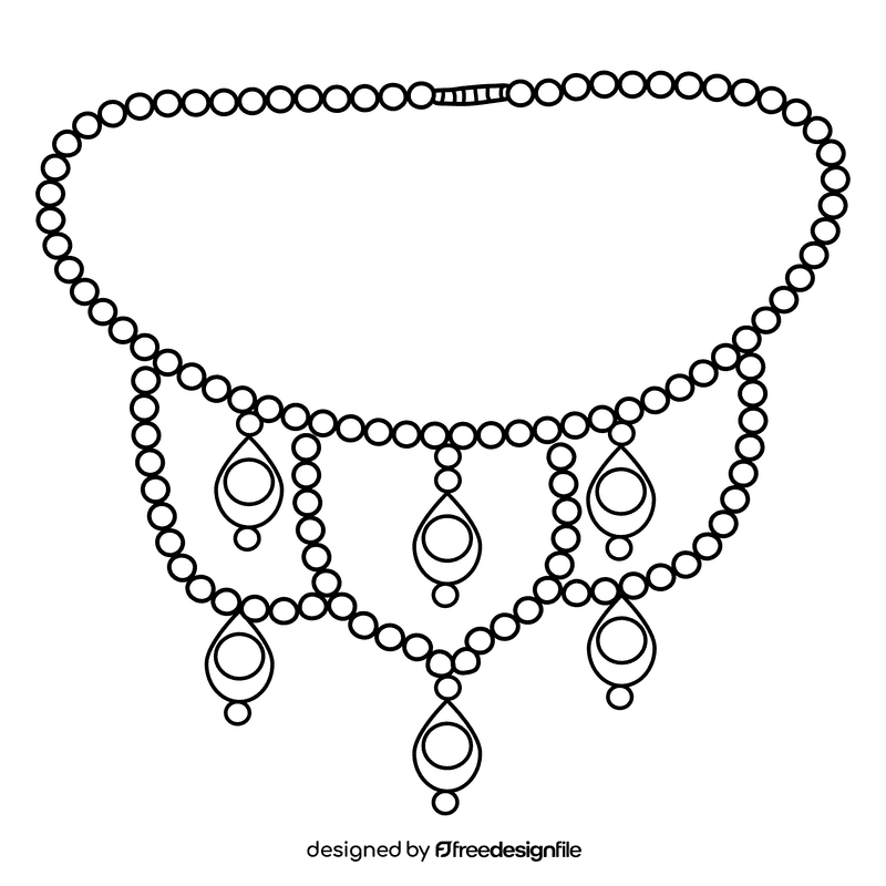 Princess necklace black and white clipart