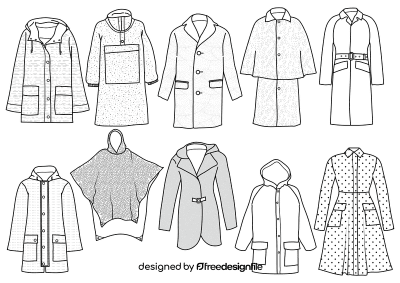 Raincoat black and white vector