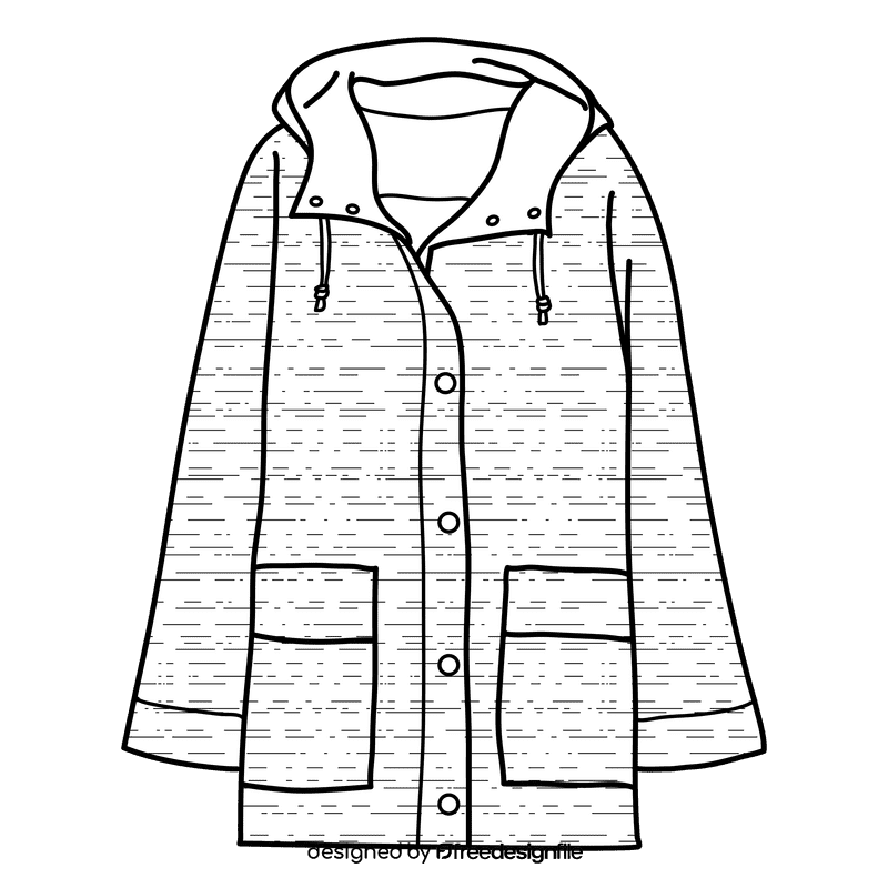 Anorak raincoat black and white clipart