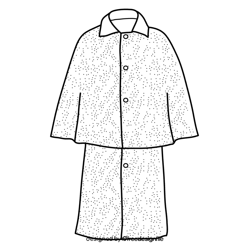 Inverness cape raincoat black and white clipart