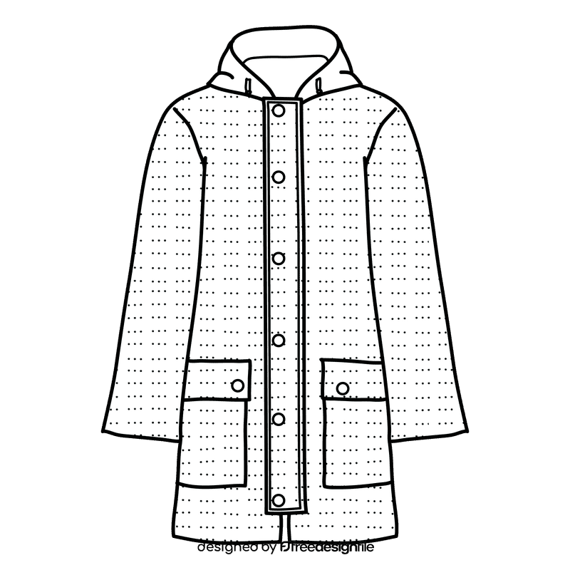 Oilskin raincoat black and white clipart