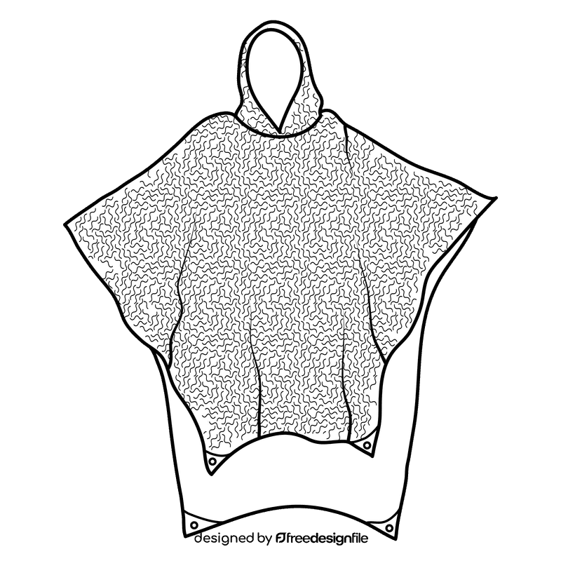 Poncho raincoat black and white clipart