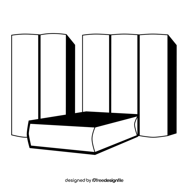 Books drawing black and white clipart