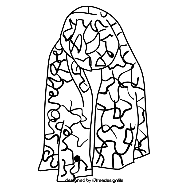 Shawl black and white clipart