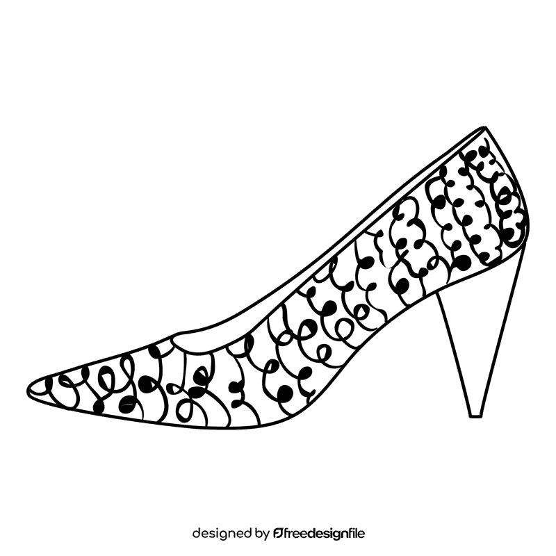Cone heel black and white clipart