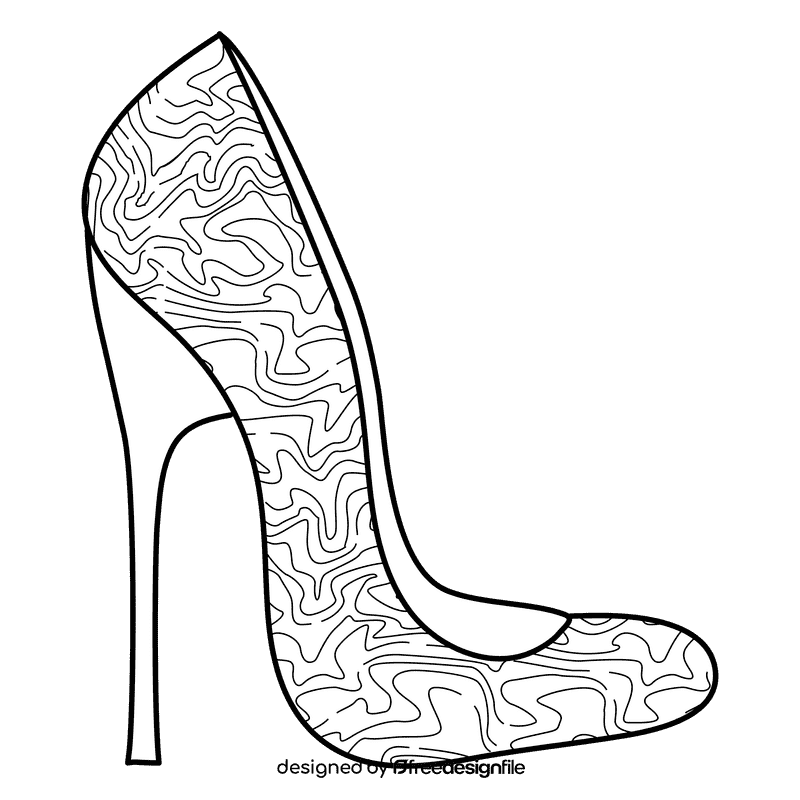 High heel black and white clipart